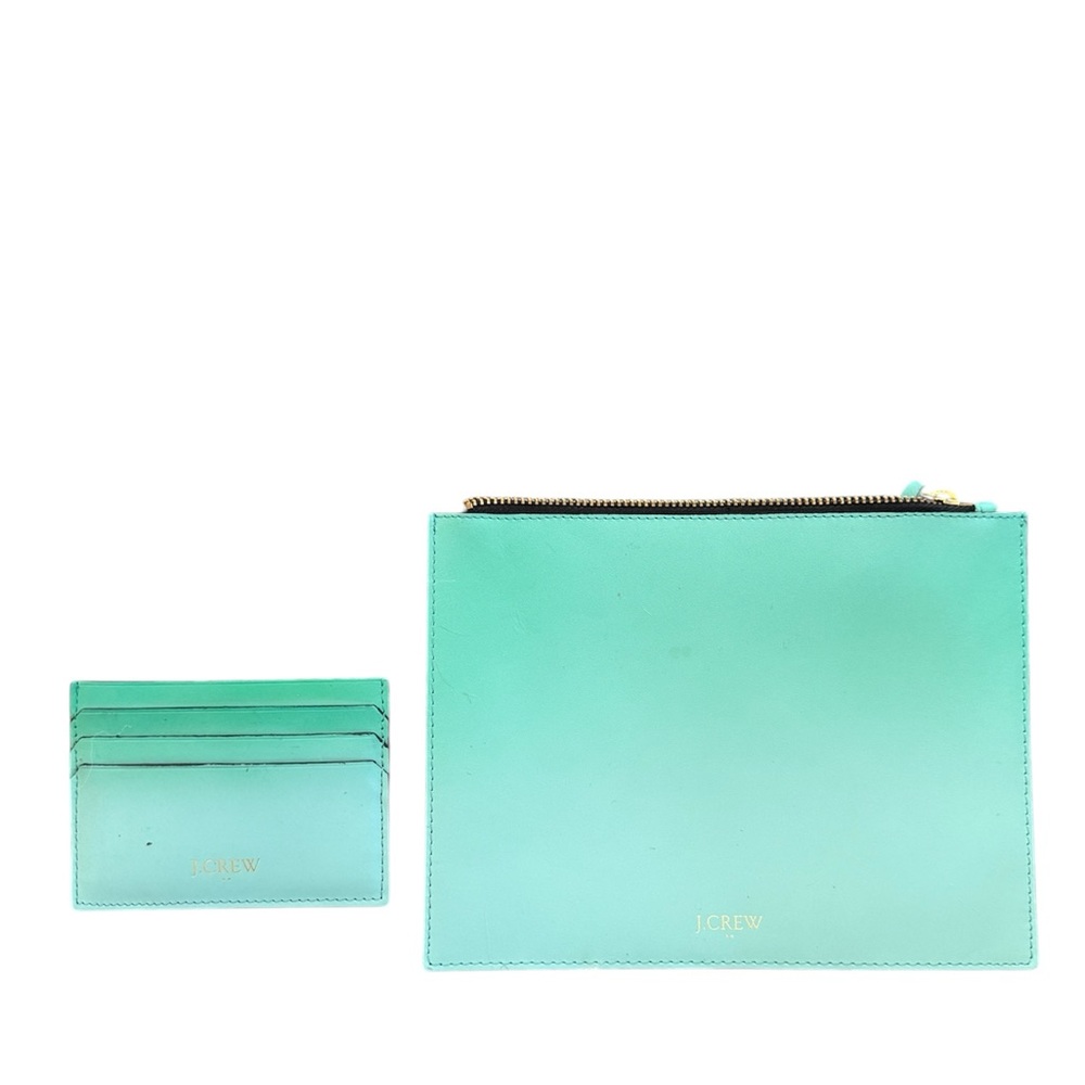 J. Crew Green Leather Accessory Set